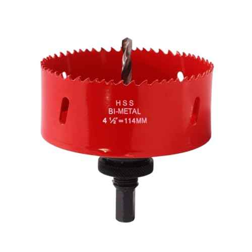 4.5 inch Hole Saw with Arbor for Metal Wood Plastic, 4-1/2(114mm) in Bimetal Hole Cutter for Different Project with Smooth and Flat Drilling Edge, Fast Chip Removal