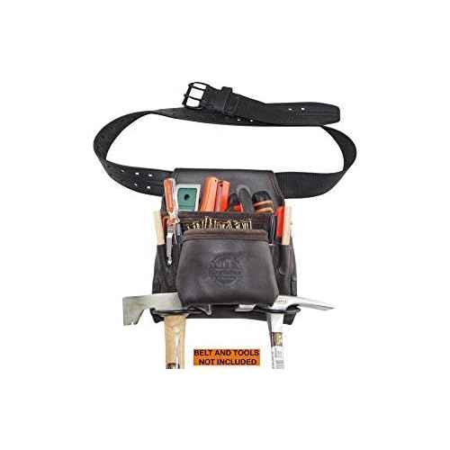 Graintex OS2252 8 Pocket Oil Tanned Leather Nail & Tool Pouch Dark Brown Color for Constructor/Electrician/Plumber