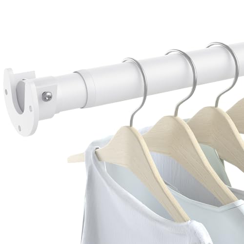 Matte White Adjustable Closet Rod, 17-84in Stepless Heavy Duty Hanging Bar