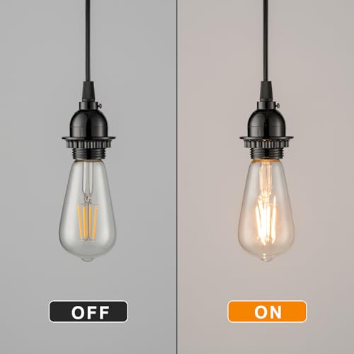ON/OFF Keyless E26 Pendant Light Socket with Shade Ring, Black, UL Listed