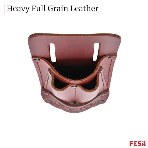 FESA Leather Utility Knife Pouch - Top Grain Leather Knife Pouch for Belt with 2 Pen/Pencil Pockets & Heavy Duty Reinforced Rivets - Fits Belts up to 2" - Handcrafted