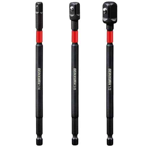 3Pcs Impact Socket Adapter Set,1/4" 3/8" and 1/2" Drive, 6Inches Extension Bit with Holder, Adapt Your Power Drill to High Torque Impact Wrench
