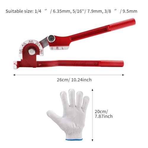 Copper Tube Benders with 1Pair Gloves,3-in-1 Manual Tube Benders for 1/4'' 5/16'' 3/8'' Tubing 0-180 Degrees Heavy Duty Brake Line Bending Tool for Copper Brass and Aluminum Pipes