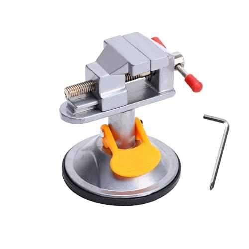 Mini Bench Vise Clamp - 360¡Æ Swivel Base, Portable Aluminum Alloy Table Vise for Jewelry Making, Watch Repair, DIY Crafts, Soldering, and Small Projects (3.54x2.95x2.95 in, Silver)