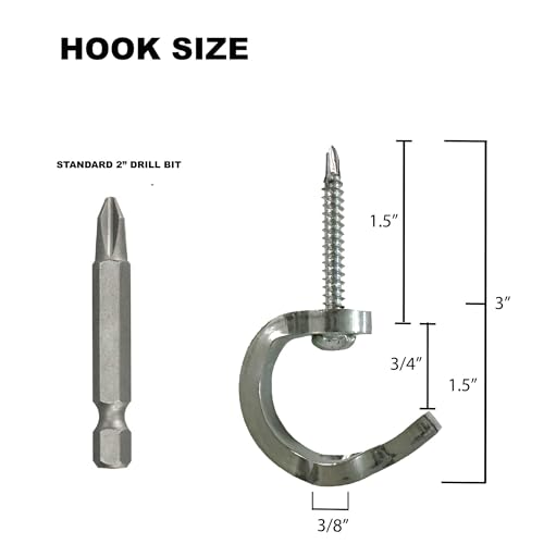 Hook Screw (2pk) - Power Driven Hook Screw - Easy-to-use - Self Tapping - Quick Install