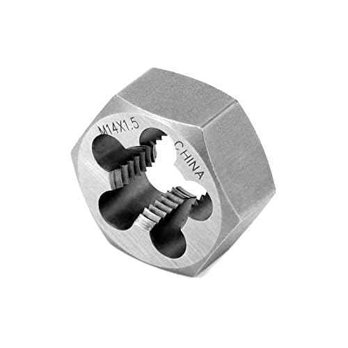 QWORK Metric Hex Die Rethreading Die, M14 X 1.5mm Carbon Steel Machine Thread Die, for Mold Machining, Steel, Cast Iron, Copper