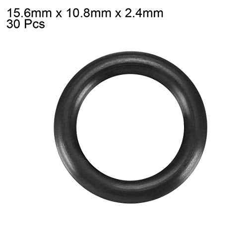 uxcell Nitrile Rubber O-Rings 15.6mm OD 10.8mm ID 2.4mm Width, Metric Sealing Gasket, Pack of 30