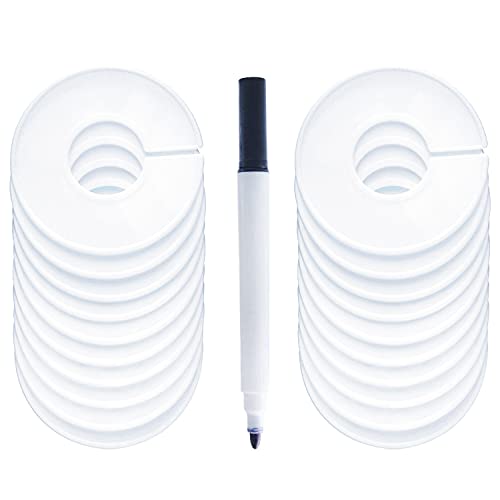 FindUWill 20 Pack Clothing Size Dividers with Marker for Closet Organization – White, Blank, Round Hangers Labels