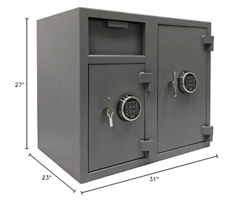 2 Door Cash Bag Southeastern Depository Drop Safe for Business with High Security Digital Lock Backup Key