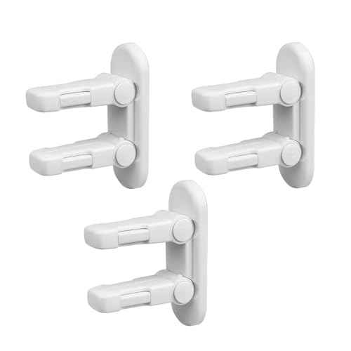 Child Proof Door Lever Lock, Door Handle Lock, Durable ABS with Adhesive Backing, Simple Install, No Tools Needed (U, Pack, 3)