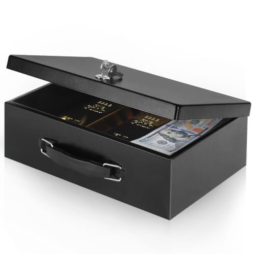 Large Fireproof Document Safe Box with Key Lock - Black, xydled
