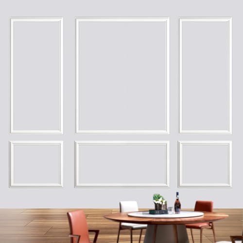 Gaahing 6 Sets Premade Accent Wall Molding Kit, Pre-Cut Wainscoting Panels, Ready to Assemble Chair Rail Moulding for Interior Decoration