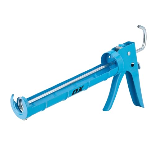 OX 10 oz Half Barrel Drip Free Caulk Gun ? 10:1 Thrust Ratio Silicone Gun with Seal Punch and Spout Cutter ? OX-T046205