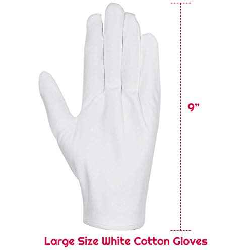 anezus 6 Pairs White Cotton Gloves for Dry Hands Eczema SPA Moisturizing, Work Glove Liners for Serving Costume Inspection