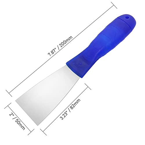 Putty Knife, 2 PCS 2 Inch Carbon Steel Scraper, Plastic Handle Spackle Knives for Drywall, Decals, Wall paper, Patching, Painting, Taping, Scraping Coating