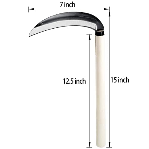 TOYPOPOR Carbon Steel Grass Sickle, 15'' Japanese Gardening Weeding Weeder, Garden Hand Tool, Farming Weed Remover, Scythe Blade Cutter, Manual Mowing Blade Cutter, Thick Blade Gardening Quick Work