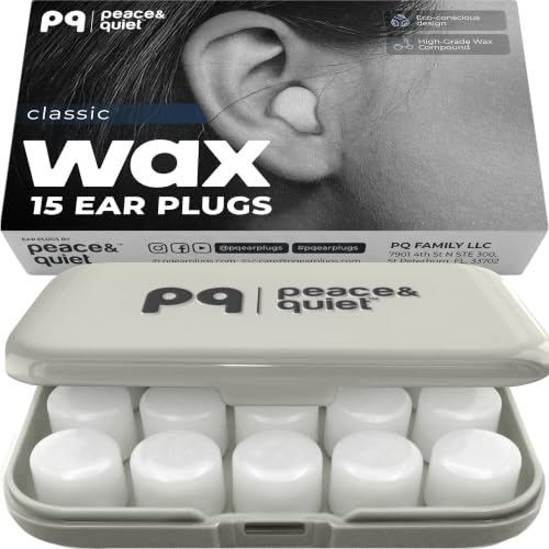 Peace&Quiet Classic Wax Ear Plugs for Sleeping & Water Protection, 15 Count