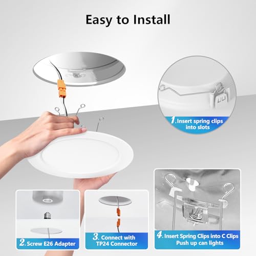 LVWIT 6 Inch Recessed LED Can Lights 5CCT Dimmable White 6 Pack