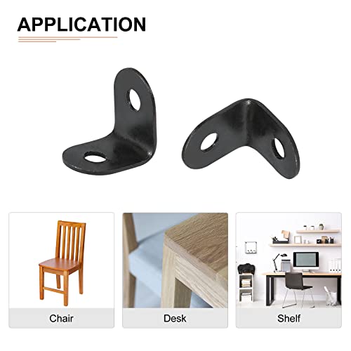 DTGN 0.47x0.47x0.35 Inch Black Metal Corner Brackets 12-Pack with Screws