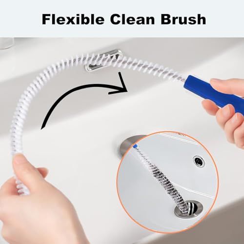 Drain Cleaning Brush 2 Pack, 23.6-Inch Clog Remover for Sinks & Pipes