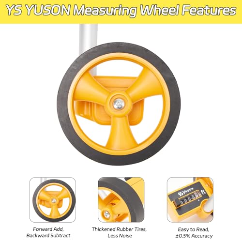 YS YUSON 4 Inch Digital Rolling Measuring Wheel - 9999 Ft, Tape Measure & Level, One-Button Reset