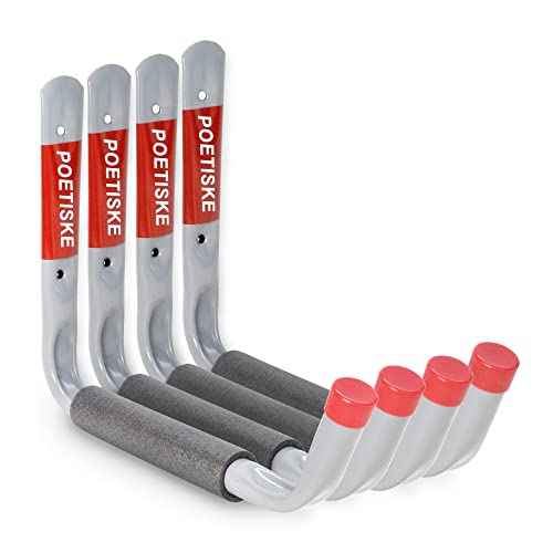 unp POETISKE Utility Hooks Ladder Hooks with 9.8'' Jumbo Arm Garage Storage Organizer Hang Folding Chair Bike Ski Tool Heavy Duty 4PC