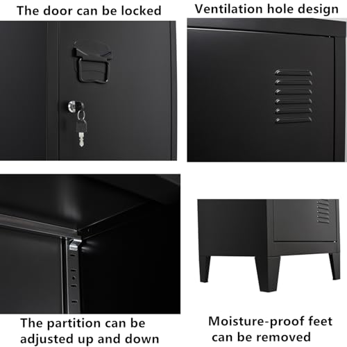 Metal Lockers with Doors & Shelves - Secure Lockable Storage Cabinets for Office, Gym, Garage