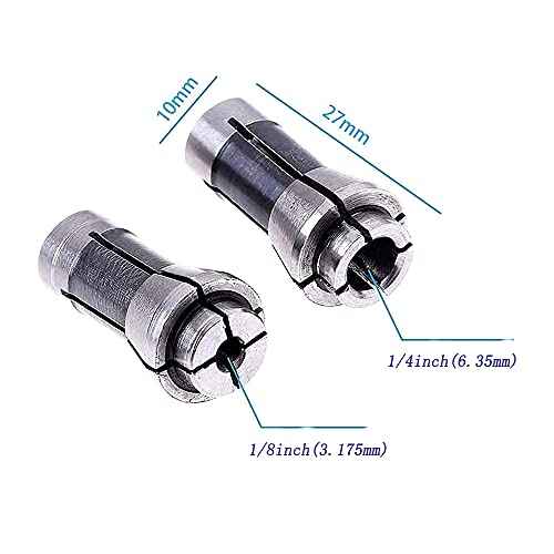Luo ke 2 Pcs 1/8 Inch and 1/4 Inch Industries Die Grinder Collet Carbon Steel Chuck Machine Clamping Collet For 3.175mm And 6.35mm Dia Arbors/Shanks