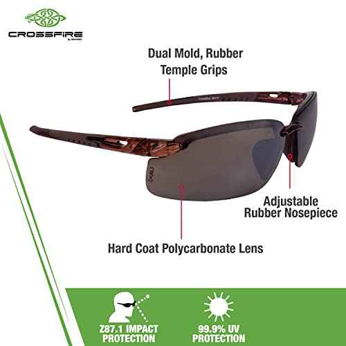 Crossfire ES5 Premium Safety Eyewear, Ultralight Frame and Adjustable Nosepiece