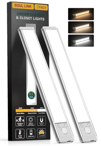 Soul Link 2-Pack 9.5" 76-LED Motion Sensor Under Cabinet Lights,