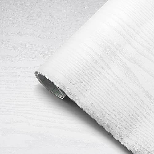 Wood Peel and Stick Wallpaper Decorative Self Adhesive Vinyl Film 16"x118" White Wood Grain Wallpaper for Furniture Cabinet Countertop Shelf Paper