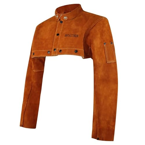 ANTAITHER Split Cowhide Leather Welding Cape Sleeve - Superior Heat & Flame Resistance for Heavy-Duty Protection