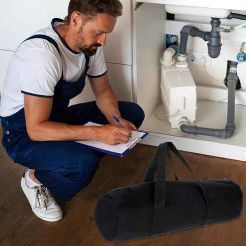 12 Inch Canvas Tool Bag for Men Canvas Tool Pouch Large Capacity Wide Mouth Tool Bag Zipper Tool Storage Bag Tool Tote Bag Power Tool Organizer for Electricians Mechanic Storage Wrenches Pliers Black