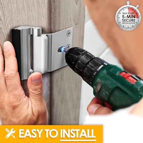 EverPlus Silver Front Door Reinforcement Lock - Heavy Duty Security Latch