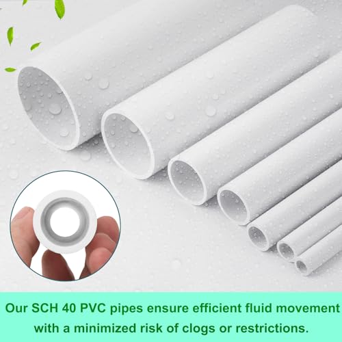 2Pcs 2 Inch PVC Pipe 17" Long White Sch40 Industrial Pipes for Home