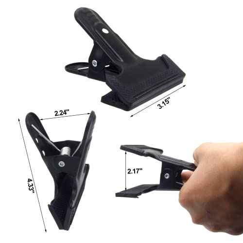 2 Pack 4-1/4" Heavy Duty Spring Clamps Clips, Black Metal Rubber Hinge Clip File Clamps for Photography Background Stands, Home Improvement Projects (2.17" Opening)