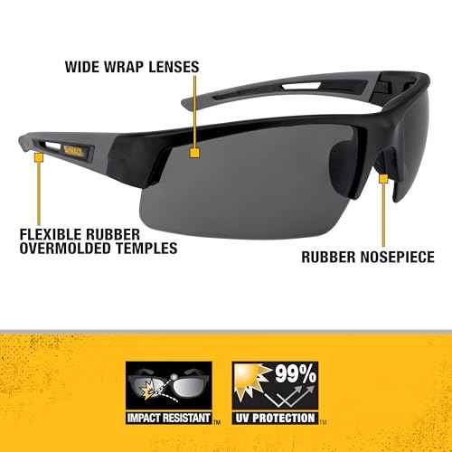 DEWALT DPG100-2D Crosscut¢ç Safety Glasses - Black Half Frame - Smoke Lens - ANSI Z87.1+ - 1 Pair