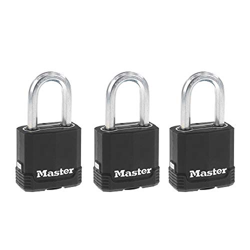Master Lock Magnum Heavy Duty Outdoor Padlock - 3 Pack Keyed Alike, Weatherproof, Hardened Shackle