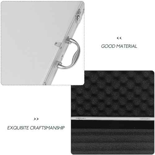 Aluminum Briefcase, Portable Lockable Empty Silver Metal Tool Box Small Container Locking Storage Case with Ripple Foam and Handle for Storage and Carrying, 14.5x11.2x3.0in