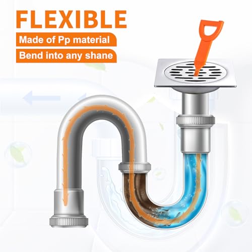 AsonTao 4 Pack Drain Snake Clog Remover 20 Inch Flexible Hair & Debris Tool