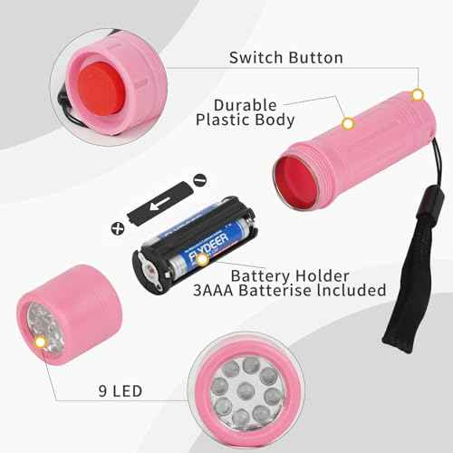 9-LED Mini Flashlight 6-Pack, Small Multicolor Flashlights with Lanyard, 18 AAA Batteries Included, for Hurricane Supplies, Christmas Gifts Stocking Stuffers