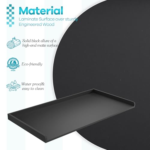 Kaboon Black Countertop for Washer Dryer | 27.5 x 54 Inches Laundry Surface with Edge Rails