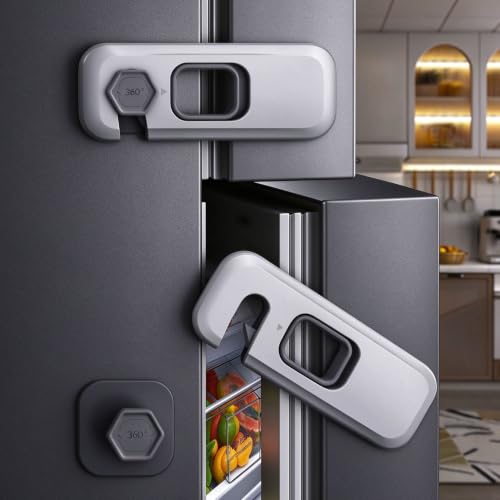 Wilbeva A-Grey 2-Pack Refrigerator & Child Safety Locks with Adhesive