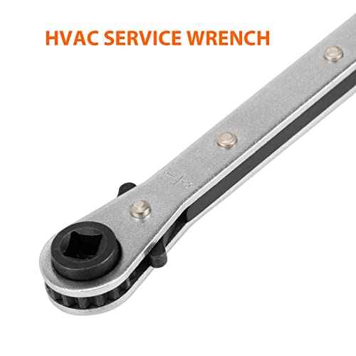 HVAC Service Wrench, Refrigeration Wrench With 2 Pcs HVAC Hexagon Bit Adapter, Premium AC Tools for HVAC, Refrigeration Equipment Repair (3/16¡±, 1/4¡±, 5/16¡±, 3/8¡±)