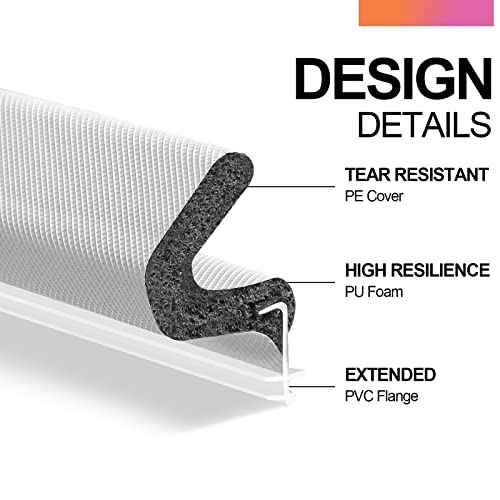 40FT Extra Long Kerf Weather Stripping Door Seal for Large Gaps and Easy Installation (White)