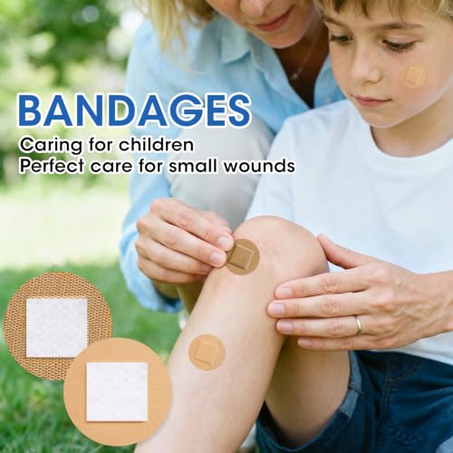400PCS Round Waterproof Latex-Free Bandages - Small Circular Adhesive Wound Covers, Assorted Fabric & Waterproof Styles (Variation: 400P Bandages)