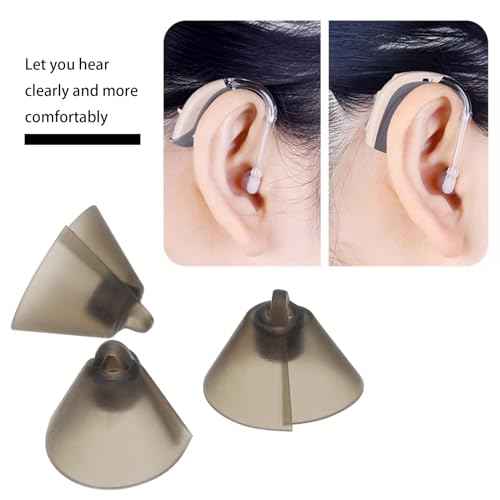 10pcs Hearing Aid Domes Soft Silicone Receiver Tulip Domes Audiphone Ear Tips Replacements Earbud Audiphone Invisible Tip Domes Transparent Black