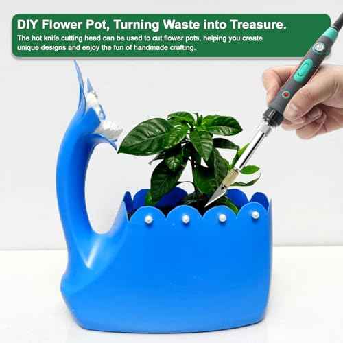 Plant Pot Perforator & Electric Hot Knife,Plastic Flowerpots Drilling,2-in-1 Soldering Iron for DIY Plant Pot Drainage Hole, Flowerpot Cutting,With 7 Drill Bits,Planting Tools with Temperature Control