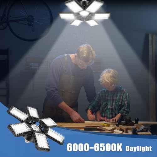 LED Garage Lights Bulb 2 Pack 180W 18000LM 6500K Led Shop Light with 6 Plus 1 Deformable Panels Basement Barn Ceiling Lights for E26/E27