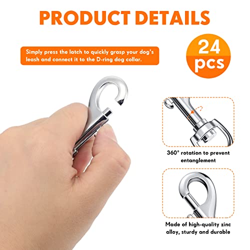 Therwen 24 Pcs Heavy Duty Stainless Steel Swivel Snap Hooks 70mm Silvery White